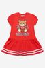 Girls Cotton Teddy Toy Cheerleader Dress in Red