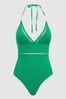 Green Reiss Ray Colourblock Halter Swimsuit