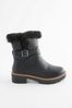 Black Extra Wide Fit Forever Comfort® Faux Fur Lined Buckle Detail Boots