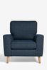 Tweedy Plain Navy Blue, Oak Effect Leg Stamford Accent Chair