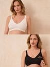 Seraphine Black & White Bamboo Soft Seamless Maternity & Nursing Bra 2 Pack