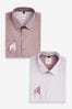Pink Geometric Regular Fit Trimmed Shirts 2 Pack