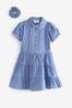 Clarks Blue Clarks Gingham School Dress and Scrunchie Set