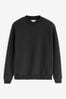 Black Jersey Cotton Rich Crew Sweatshirt, Regular Fit