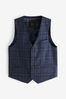 Blue Check Waistcoat, Blue Shirt & Tie Set Waistcoat (12mths-16yrs)