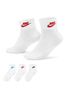 Nike White/Red Everyday Essential Ankle Socks 3 Packs