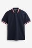 Navy Blue/Red Short Sleeve Tipped Regular Fit Polo Shirt