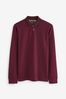 Burgundy Red Oxford Long Sleeve Pique Polo Shirt