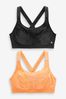 Orange/Black JuzsportsShops Active Sports High Impact Crop Tops 2 Pack