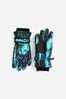 Blau mit Print - Ski-Handschuhe (3-16yrs)