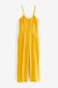 Yellow Strappy Button Detail Jumpsuit, Regular