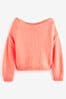 Coral Pink Off The Shoulder Relaxed Jumper