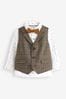 Brown Check Waistcoat Set With Shirt & Bow Tie (3mths-7yrs)