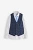 Blue Check Waistcoat, White Shirt & Tie Set Waistcoat (12mths-16yrs)
