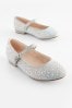 Silver Jewelled Standard Fit (F) Mary Jane Occasion Shoes, Standard Fit (F)