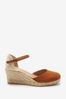 Tan Brown Forever Comfort® Leather Closed Toe Low Wedges