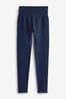 Navy Blue Ribbed Seamless High Waist Leggings, Reg/Long