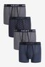 Dark Blue Geo Pattern 4 pack A-Front Boxers