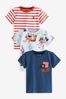 Rot/Blau/Pirat - Kurzärmelige T-Shirts mit Motiv, 3er-Pack (3 Monate bis 7 Jahre)