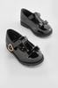 Schwarzes Lackleder - School Junior Bow T-Bar Shoes, Wide Fit (G)