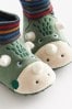 Grün mit Dino - Sensory Baby-Schühchen mit Sockenbündchen (0–2 Monate)