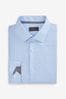 Light Blue Slim Fit Signature Textured Single Cuff Shirt With Trim Detail, Slim Fit