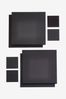 Set of 4 Black Reversible Faux Leather Placemats and Coasters Set, Regular