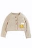 Frugi Neutral Beige Cute As A Button Baby Knitted Cardigan