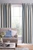 Laura Ashley Seaspray Blue Awning Stripe Blackout/Thermal Blackout Lined  Pencil
