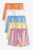 Pastel Blue/Pink/Yellow/Tie Dye Print 5 Pack Cotton Jersey Shorts (3-16yrs), 5 Pack