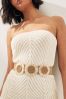 Beige Corsage Wide Raffia Belt