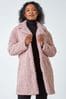 Roman Pink Petite Longline Teddy Coat