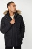 Threadbare Black Showerproof Utility Pocket Parka Jacket