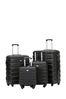 Flight Knight Hardcase Lightweight Black Suitcases Set Of 4 With 4 Wheels