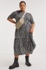 Simply Be Grey Animal Print Supersoft Tiered Midi Dress