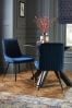 Set of 2 Soft Velvet Navy Blue Piano Non Arm Dining Chairs, Non Arm