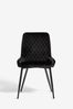 Set of 2 Soft Velvet Black Black Leg Hamilton Non Arm Dining Chairs, Non Arm