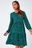 Roman Green Roman Petite Patterned Print Tiered Stretch Dress