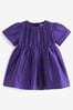 Purple Pleat Detail Short Sleeve Taffeta Dress (3mths-10yrs)