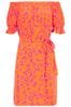 Pour Moi Orange Woven Puff Sleeve Belted Bardot Dress