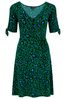 Pour Moi Green Multi Animal Bella Fuller Bust Slinky Stretch Tie Sleeve Mini Dress