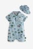 Baker by Ted Baker Printed Shirt Romper and belted Hat Set