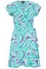 Pour Moi Blue Abstract Print LENZING™ ECOVERO™ Viscose Frill Wrap Beach Dress