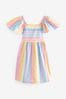 Regenbogenfarben gestreift - Kleid mit Engelsärmeln (3-16yrs)