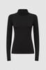 Reiss Black Piper Fitted Roll Neck T-Shirt
