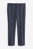 Navy Wool Blend Check Suit: Trouser