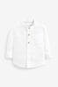 White Grandad Collar Linen Mix Shirt Big (3mths-7yrs)