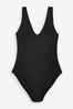 Black Texture Essential Plunge Swimsuit