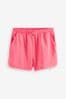 Fluro Pink 100% Cotton Side Split Drawstring Shorts