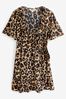 Myleene Klass Brown Leopard Wrap Short Summer Dress, Regular